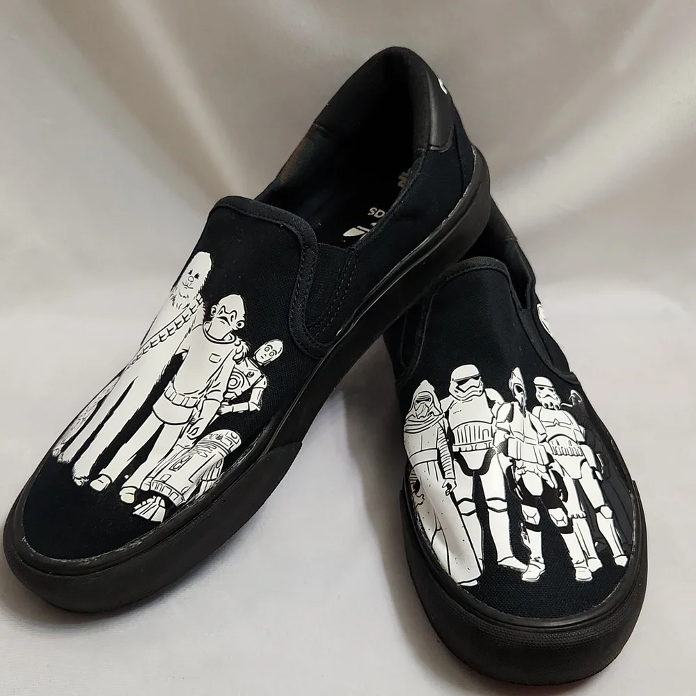 Adidas X Star Wars Court Rallye Black White Canvas Slip-On Sneakers (M Size 11)